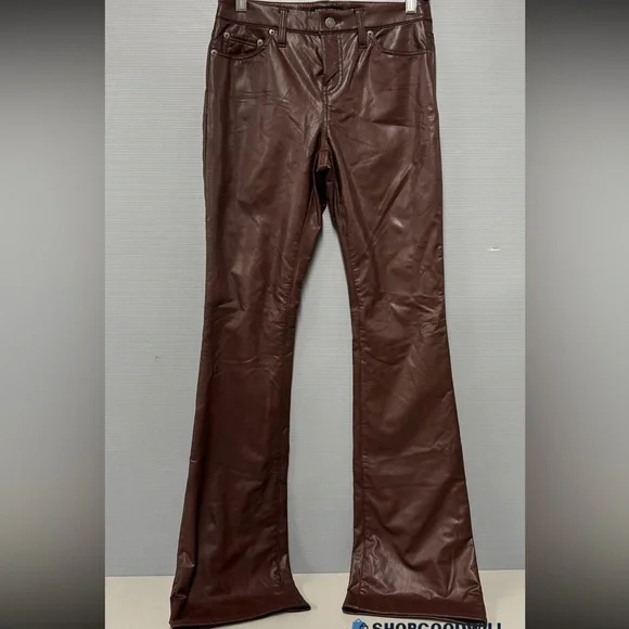 NWT Banana Republic Brown Bootcut Leather Like Pants Size 26/2. Inseam 35” - Picture 3 of 3